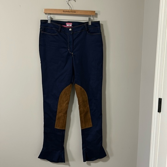 ModJods Women Dark Wash microsuede patches Jean Stretch Equestrian Riding Sz 10 - Picture 1 of 14